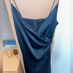 Satin V Neck Slit Maxi Dress - Size 6US